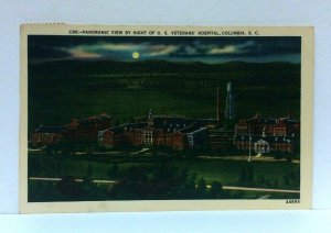 Columbia South Carolina Panoramic View US Veterans Hospital Night Linen Postcard