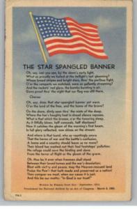 Linen Postcard~Star Spangled Banner~American Flag