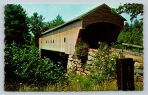 Hemlock Covered Bridge Over Saco River Maine VINTAGE Postcard A171