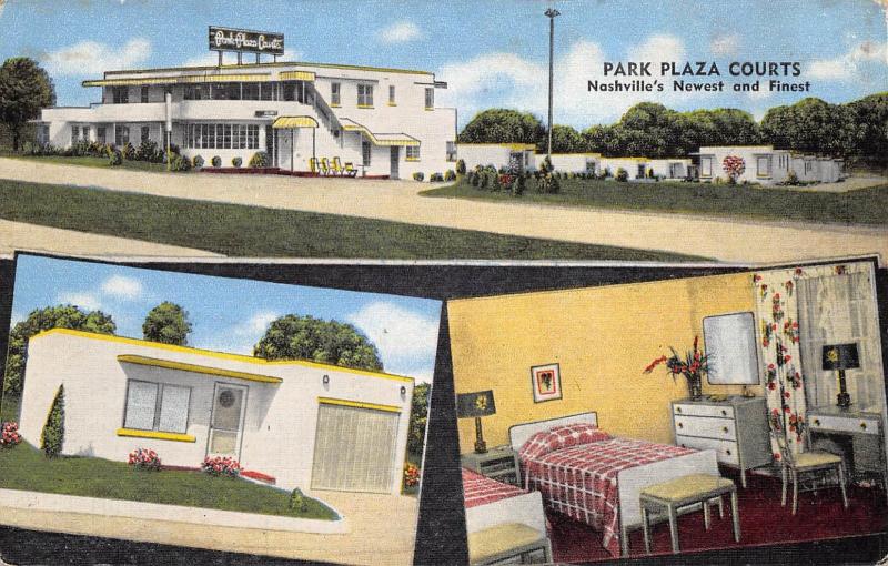 Nashville Tennessee 1952 Postcard Park Plaza Courts Motel 