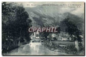 Old Postcard Dauphine Bourg d Oisans shore and mountain Villards