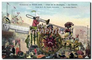 Old Postcard Nice Carnival 1908 Char music Cannon