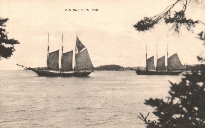 Vintage Postcard 1910's Old Time Two Ships 2082 Transportation