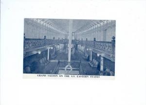 LP221 Grand Saloon S.S. Eastern States Ship Vintage Postcard