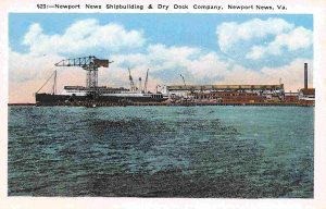 Newport News Shipbuilding Dry Dock Virginia 1930s postcard