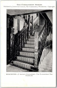 VINTAGE POSTCARD THE ELIZABETHAN OAK STAIRCASE AT ANCIENT COMMANDERY WORCESTER