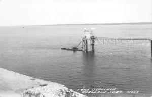 Ogallala Nebraska~Lake Ogallala~Pier-Dock into Water~1940s RPPC Postcard