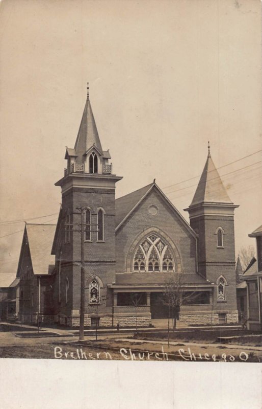 J80/ Chicago Ohio RPPC Postcard c1910 Brethren Church Building  66