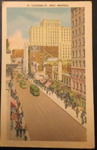 Vintage Postcard Used St Catherine St Montreal Canada LB