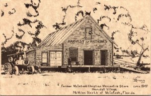 Mcintosh Christian Mercantile Store Harvest Village Florida BW Antique Postcard 