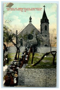 c1910s Church of Immaculate Conception, Cincinnati OH Antique Postcard