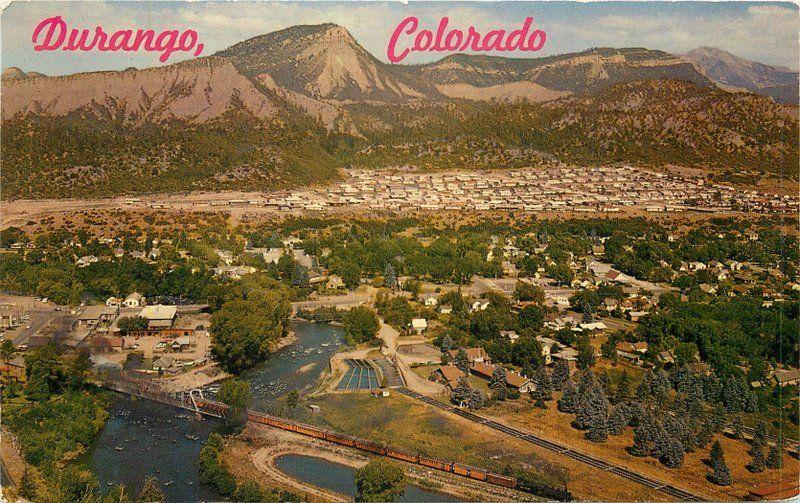 Animas Valley Birdseye View Durango Colorado 1950s Postcard Petley