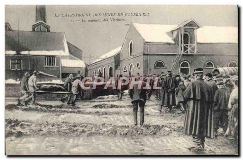 Postcard Old Mine disaster Mines Mines Courrieres The back victims