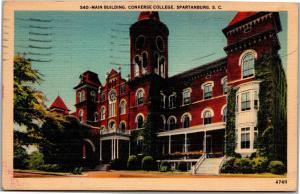 Main Building, Converse College, Spartanburg SC c1945 Vintage Postcard H10