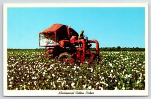 Postcard, Southland Mechanical Cotton Picker, Cotton Field