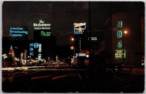 1954 Looking Up Vine Street From Sunset Boulevard Hollywood California Postcard