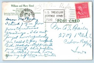 St. Petersburg Florida Postcard William Mary Hotel Jackson 1955 Vintage Antique