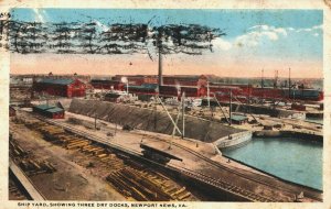 USA Ship Yard Showing Three Dry Docks Newport News Virginia Postcard 08.97