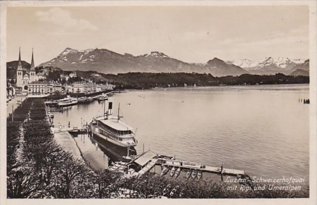 Switzerland Luzern Schweizerhofquai mit Rigi und Urneralpen 1935 Photo