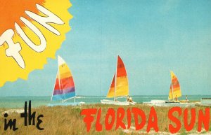 Vintage Postcard Fun In Florida Sun Miami Beach Boating Vacation Tourist Spot FL 