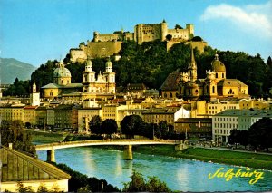 Austria Salzburg Altstadt Mit Festung Hohensalzburg