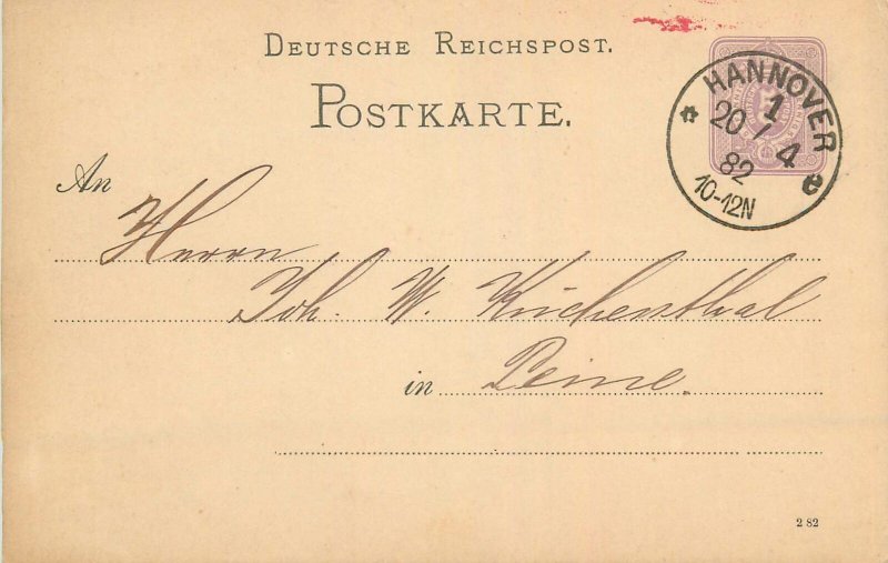 Germany pre-1900 german empire corespondence postcard Hannover 1882 