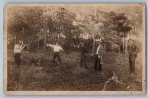 1911 Men Shotgun Target Practice Gun Rifle Chicago IL RPPC Photo Postcard