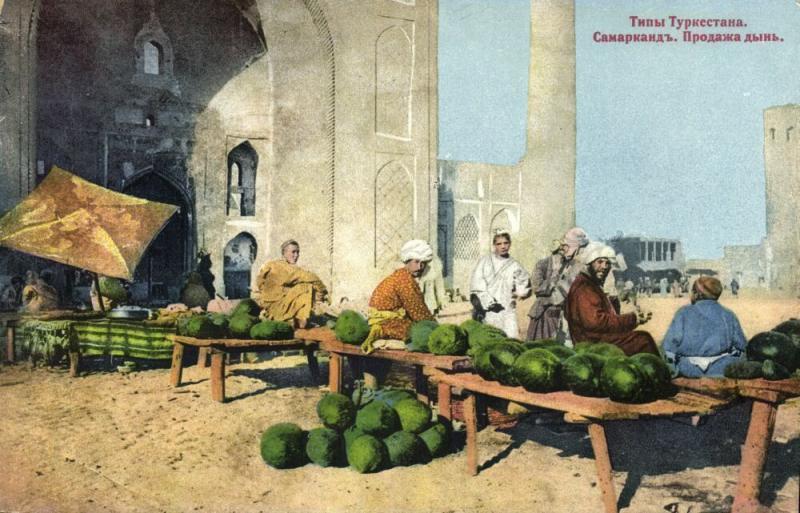 uzbekistan russia, SAMARKAND, Turkestan, Melon Sellers (1910s)