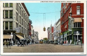 postcard Springfield, Ohio - Limestone Street Looking North 1929