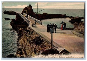 Biarritz France Postcard Cote d'Argent The Rock of the Virgin c1910 Antique