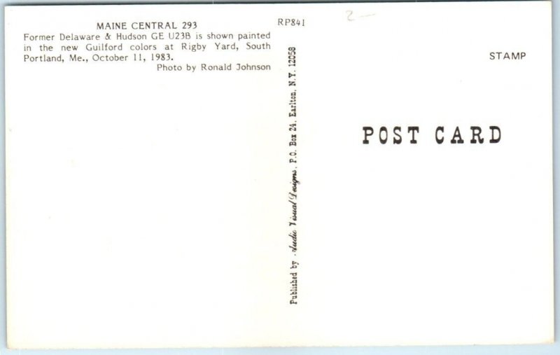 Postcard - Maine Central 293, Rigby Yard - South Portland, Maine