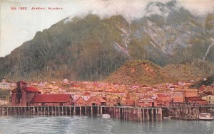JUNEAU ALASKA MOUNTAIN & SHORELINE VIEW POSTCARD (c. 1910)