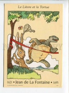 422517 FRANCE 1995 Fables Jean de La Fontaine Hare turtle  postal RPPC