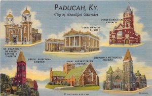 Paducah Kentucky 1940s Postcard City Of Beautiful Churches 