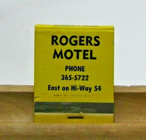 Rogers Motel East On H-Way 54 Iola Kansas Vintage Matchbook Cover