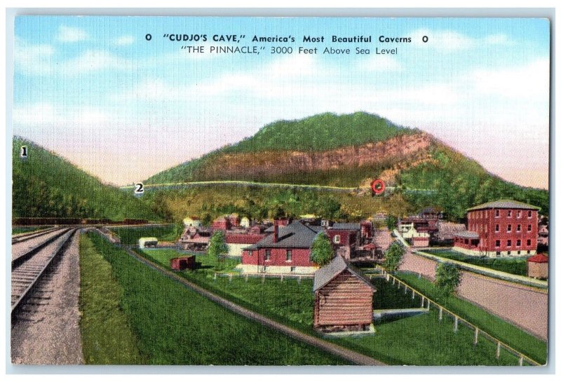 c1940's Cudjo's Cave The Pinnacle Railroad Cumberland Gap Tennessee TN Postcard