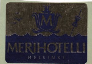 Finland Helsinki Merihotelli Vintage Luggage Label sk3092