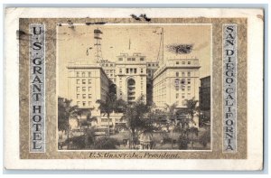 c1920's US Grant Hotel Building View Restaurant San Diego California CA Postcard 