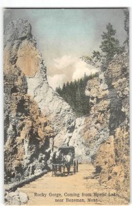 Rocky Gorge, Mystic Lake, Bozeman, Montana 1900s Hand-Colored Antique Postcard