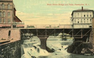 Postcard Early View of Main Street Bridge & Falls in Pawtucket, RI.  W5