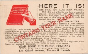 Toronto ON Year Book Publishing Co Advertising Red Philatelic Book Postcard H25