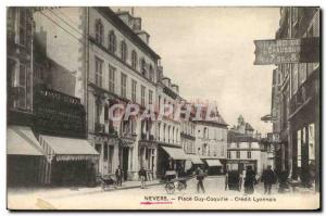 Old Postcard Nevers Place Guy Coquille Bank Credit Lyonnais