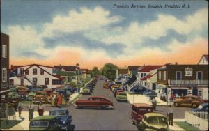 Seaside Heights New Jersey NJ Franklin Ave Colorful Linen Vintage Postcard