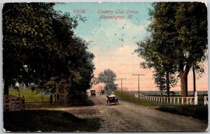 Bloomington Illinois IL, 1918 Country Club Drive, Trees, Road, Vintage Postcard