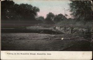 Muscatine IA Fishing c1910 Postcard