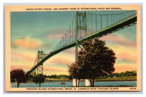 Bridge Over St Lawrence River Thousand Islands New York UNP Linen Postcard Q23