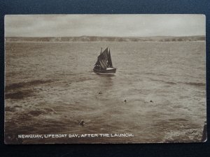 Cornwall NEWQUAY LIFEBOAT DAY after the launch c1905 Postcard by H.N Heppenstall
