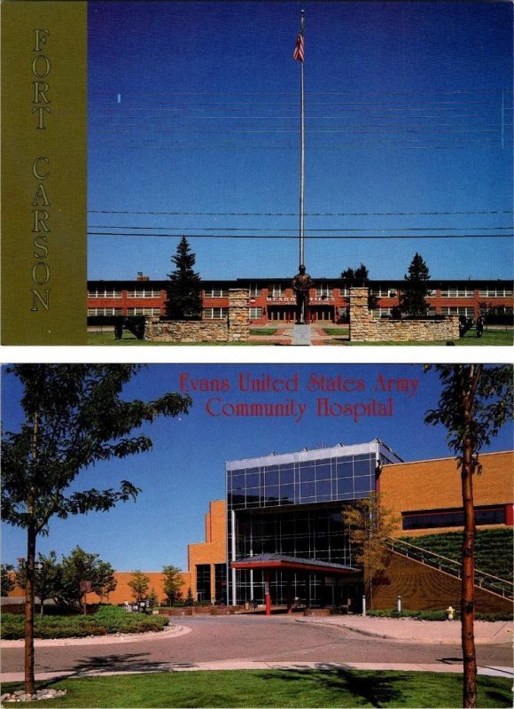 2~4X6 Postcards  CO, Colorado Springs  FORT CARSON HQ & EVANS ARMY HOSPITAL