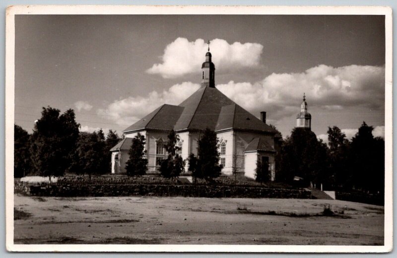 Kangasniemi Finland 1940s RPPC Real Photo Postcard Church View