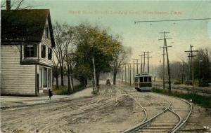 c1907 Postcard Main Street Scene Manchester CT Hartford County Trolley Unposted